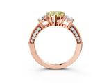 Rose gold Fancy Yellow Heart Cut Three-Stone Diamond Ring with Pavé Band and Four-Prong Setting_3