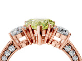 Rose gold Fancy Yellow Heart Cut Three-Stone Diamond Ring with Pavé Band and Four-Prong Setting_4
