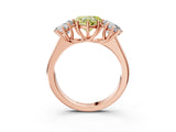 Rose gold Fancy Yellow Heart Cut Three-Stone Diamond Ring with Prong Setting on a Classic Band_15