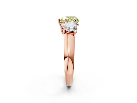 Rose gold Fancy Yellow Heart Cut Three-Stone Diamond Ring with Prong Setting on a Classic Band_2
