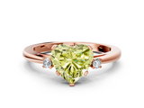 Rose gold Fancy Yellow Heart  Cut Three-Stone Solitaire Ring with Round Accent Diamonds and Four-Prong Setting_20