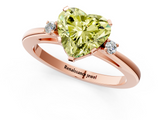 Rose gold Fancy Yellow Heart  Cut Three-Stone Solitaire Ring with Round Accent Diamonds and Four-Prong Setting_21