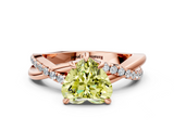 Rose gold Fancy Yellow Heart  Cut Twist Band Solitaire Diamond Ring with Pavé Setting_3