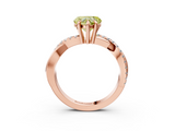 Rose gold Fancy Yellow Heart  Cut Twist Band Solitaire Diamond Ring with Pavé Setting_6
