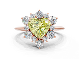 Rose gold Fancy Yellow Heart  Diamond Cluster Halo Ring with Solitaire Band and Four-Prong Setting_19