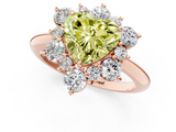 Rose gold Fancy Yellow Heart  Diamond Cluster Halo Ring with Solitaire Band and Four-Prong Setting_20
