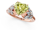 Rose gold Fancy Yellow Heart  Diamond Cluster Leaf Design Ring with Prong Setting_69