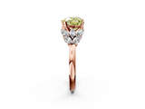 Rose gold Fancy Yellow Heart  Diamond Cluster Leaf Design Ring with Prong Setting_70