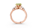 Rose gold Fancy Yellow Heart  Diamond Cluster Leaf Design Ring with Prong Setting_71