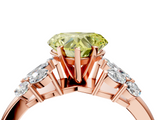 Rose gold Fancy Yellow Heart  Diamond Cluster Leaf Design Ring with Prong Setting_72