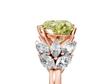 Rose gold Fancy Yellow Heart  Diamond Cluster Leaf Design Ring with Prong Setting_73