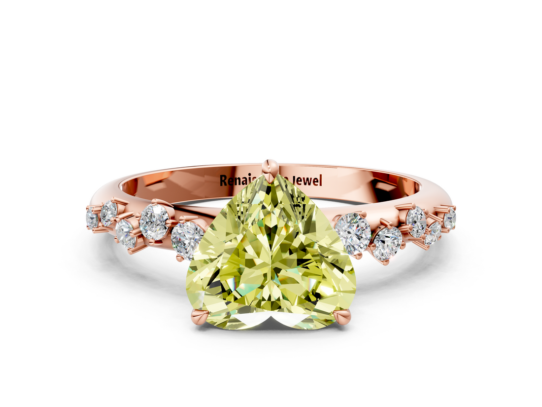 Rose gold Fancy Yellow Heart  Diamond Cluster Prong-Set Solitaire Ring_24