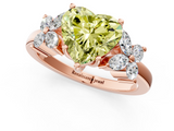 Rose gold Fancy Yellow Heart  Diamond Floral Cluster Ring with Solitaire Band and Prong Setting_49