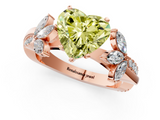 Rose gold Fancy Yellow Heart  Diamond Floral Vine Solitaire Engagement Ring_4