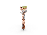 Rose gold Fancy Yellow Heart  Diamond Floral Vine Solitaire Engagement Ring_5