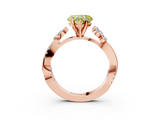 Rose gold Fancy Yellow Heart  Diamond Floral Vine Solitaire Engagement Ring_6
