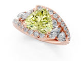 Rose gold Fancy Yellow Heart  Diamond Halo Ring with Marquise and Pavé Band in Prong Setting_70