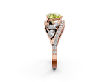 Rose gold Fancy Yellow Heart  Diamond Halo Ring with Marquise and Pavé Band in Prong Setting_71