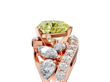 Rose gold Fancy Yellow Heart  Diamond Halo Ring with Marquise and Pavé Band in Prong Setting_74