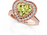 Rose gold Fancy Yellow Heart  Diamond Halo Ring with Milgrain Frame and Pavé Band_61