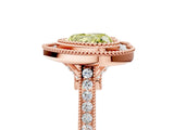 Rose gold Fancy Yellow Heart  Diamond Halo Ring with Milgrain Frame and Pavé Band_65