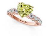 Rose gold Fancy Yellow Heart  Diamond Pavé Band Solitaire with Four-Prong Setting_4