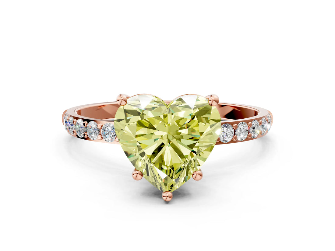Rose gold Fancy Yellow Heart  Diamond Pavé Band with Six-Prong Setting_27
