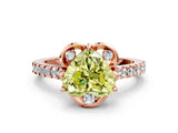 Rose gold Fancy Yellow Heart  Diamond Pave Band with Floral Prong Setting_27