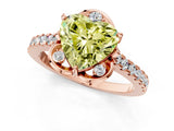 Rose gold Fancy Yellow Heart  Diamond Pave Band with Floral Prong Setting_28