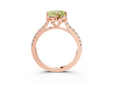 Rose gold Fancy Yellow Heart  Diamond Pave Band with Floral Prong Setting_30