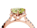 Rose gold Fancy Yellow Heart  Diamond Pave Band with Floral Prong Setting_31