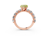 Rose gold Fancy Yellow Heart  Diamond Prong Setting with Side Stones on a Pave Band_138