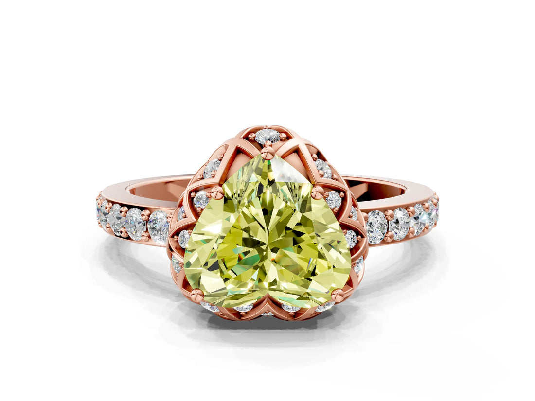 Rose gold Fancy Yellow Heart  Diamond Solitaire Ring with Shared Prong Pavé Band_54
