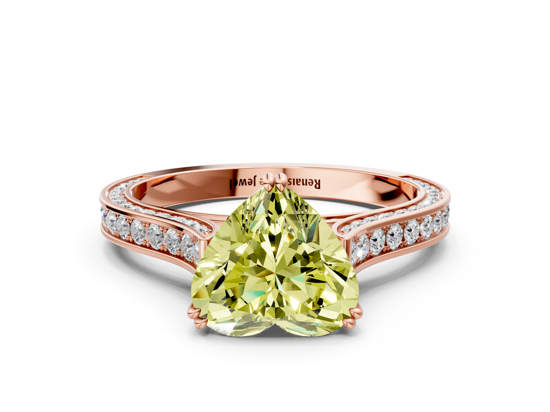 Rose gold Fancy Yellow Heart  Diamond Solitaire with Pave Band and Six-Prong Setting_20