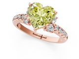 Rose gold Fancy Yellow Heart  Diamond Three-Stone Pave Band with Four-Prong Setting_21