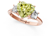 Rose gold Fancy Yellow Heart  Diamond Three-Stone Ring with Trapezoid Side Stones and Prong Setting_18