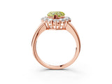 Rose gold Fancy Yellow Heart  Halo Cluster Diamond Engagement Ring with Prong Setting and Polished Band_42