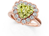 Rose gold Fancy Yellow Heart  Halo Cluster Diamond Engagement Ring with Solitaire Band and Prong Setting_50