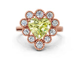 Rose gold Fancy Yellow Heart  Halo Diamond Cluster Engagement Ring with Milgrain Bezel Setting and Solitaire Band_75