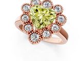 Rose gold Fancy Yellow Heart  Halo Diamond Cluster Engagement Ring with Milgrain Bezel Setting and Solitaire Band_76