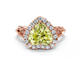 Rose gold Fancy Yellow Heart  Halo Diamond Engagement Ring with Filigree Band and Four-Prong Setting_81