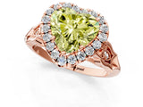 Rose gold Fancy Yellow Heart  Halo Diamond Engagement Ring with Filigree Band and Four-Prong Setting_82