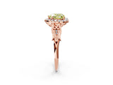Rose gold Fancy Yellow Heart  Halo Diamond Engagement Ring with Filigree Band and Four-Prong Setting_83