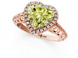 Rose gold Fancy Yellow Heart  Halo Diamond Engagement Ring with Intricate Filigree Band and Four-Prong Setting_38