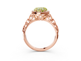 Rose gold Fancy Yellow Heart  Halo Diamond Engagement Ring with Intricate Filigree Band and Four-Prong Setting_40