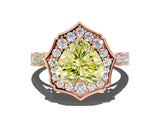 Rose gold Fancy Yellow Heart  Halo Diamond Engagement Ring with Milgrain Band and Four-Prong Setting_37