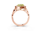 Rose gold Fancy Yellow Heart  Halo Diamond Engagement Ring with Milgrain Band and Four-Prong Setting_40