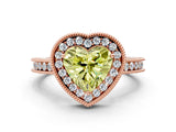 Rose gold Fancy Yellow Heart  Halo Diamond Engagement Ring with Milgrain Pave Band and Four-Prong Setting_51