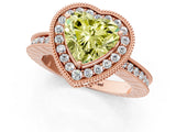 Rose gold Fancy Yellow Heart  Halo Diamond Engagement Ring with Milgrain Pave Band and Four-Prong Setting_52