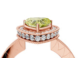 Rose gold Fancy Yellow Heart  Halo Diamond Engagement Ring with Milgrain Pave Band and Four-Prong Setting_55